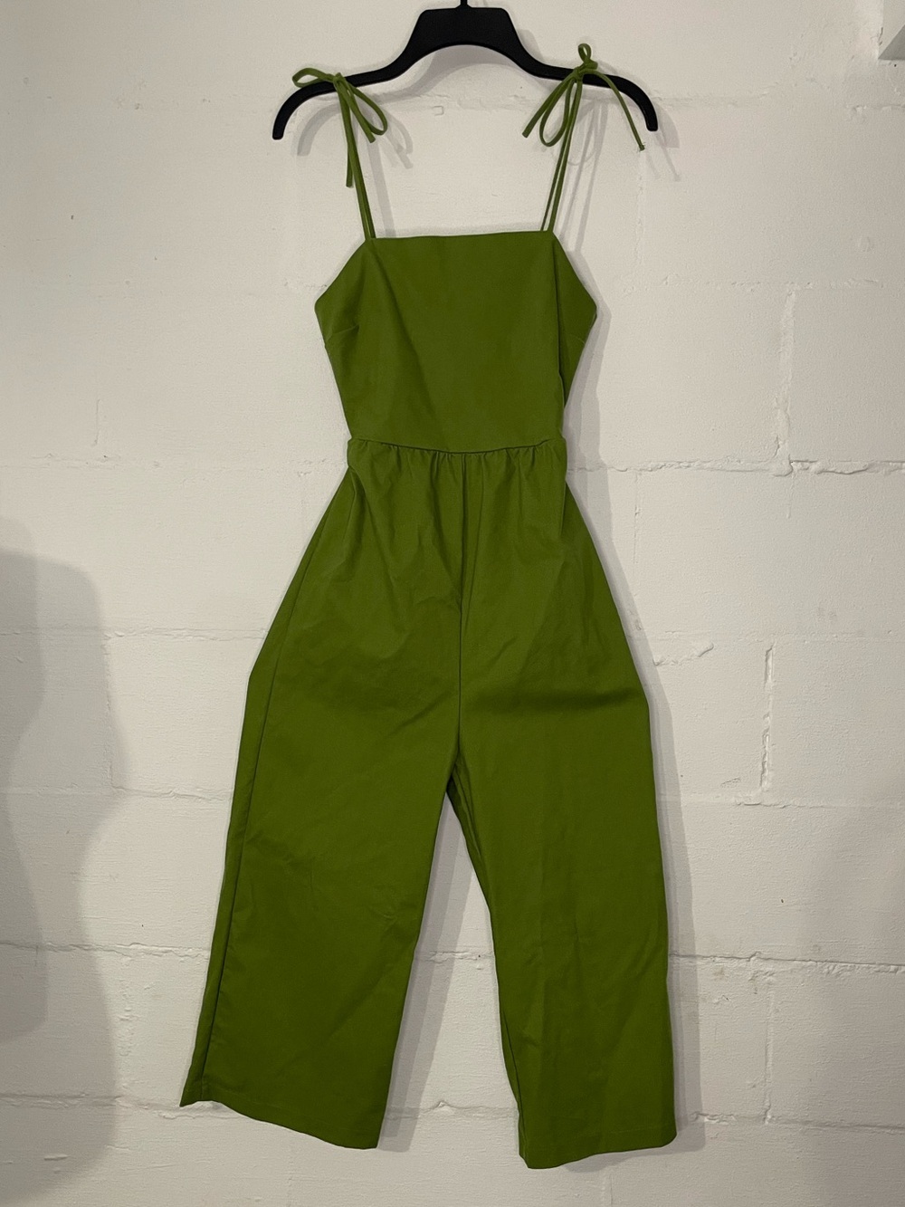 Monteau Olive Green Tie-Shoulder Wide-Leg Jumpsuit